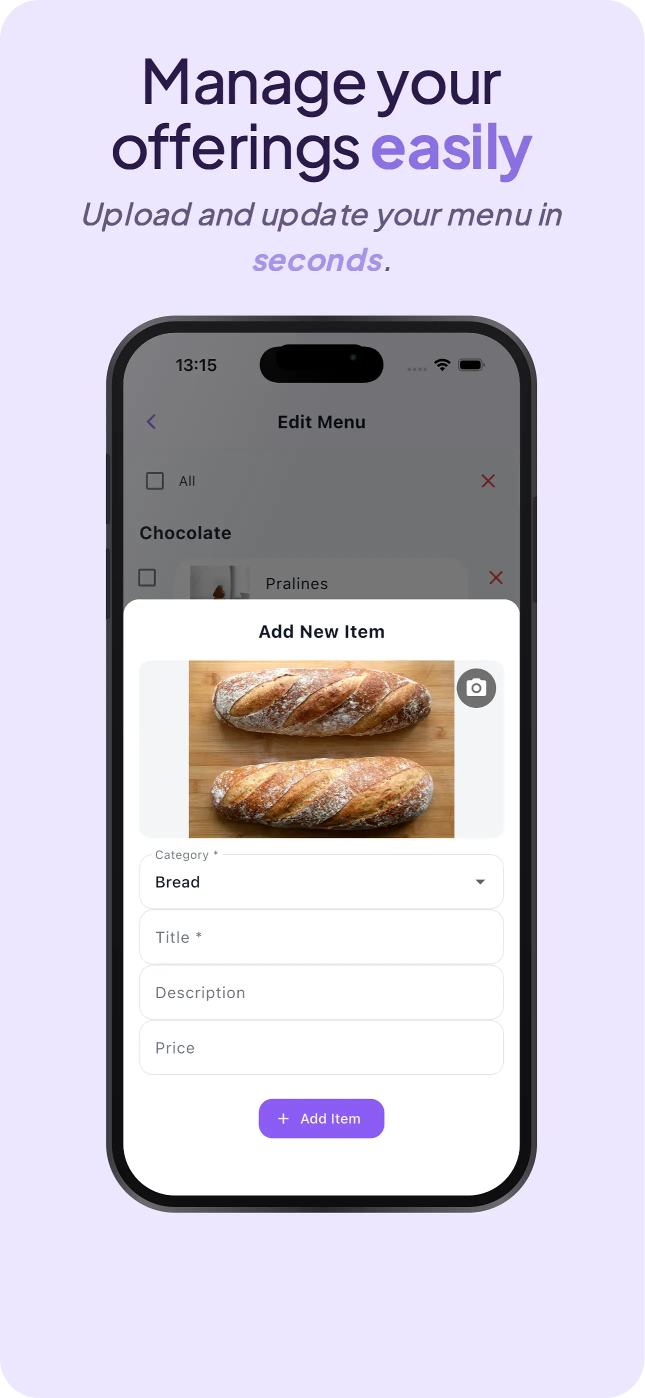 Adding menu items to a vending machine in VendoMap