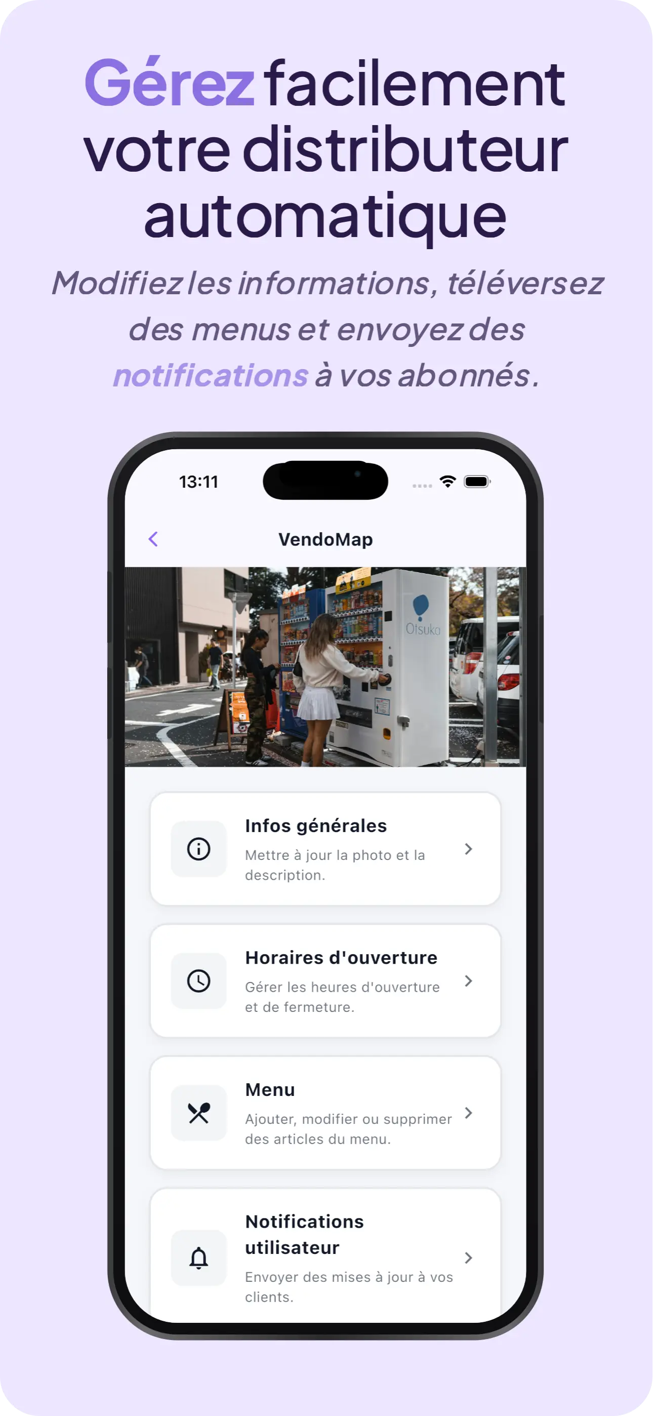 Tableau de bord pour gérer les distributeurs