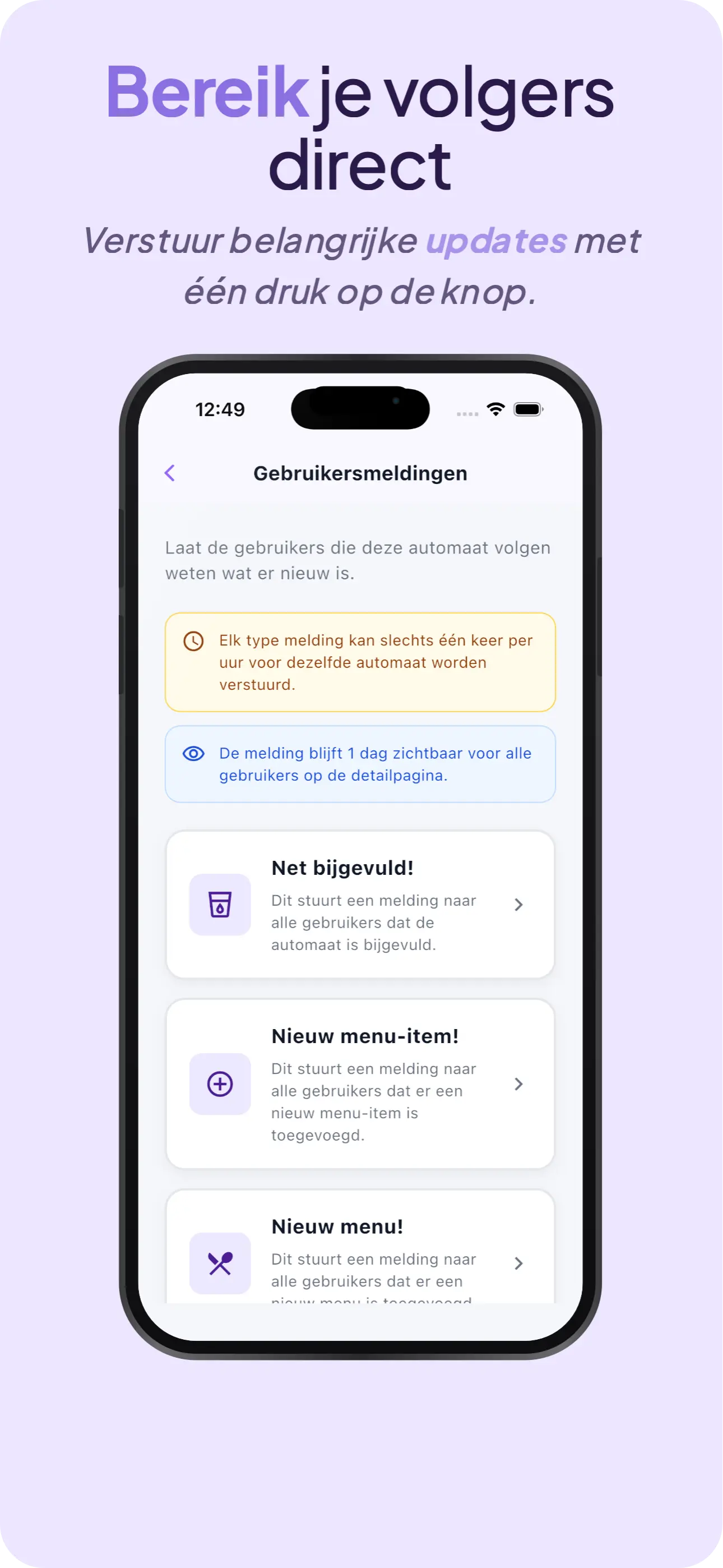 Push-meldingen sturen naar volgers van een automaat