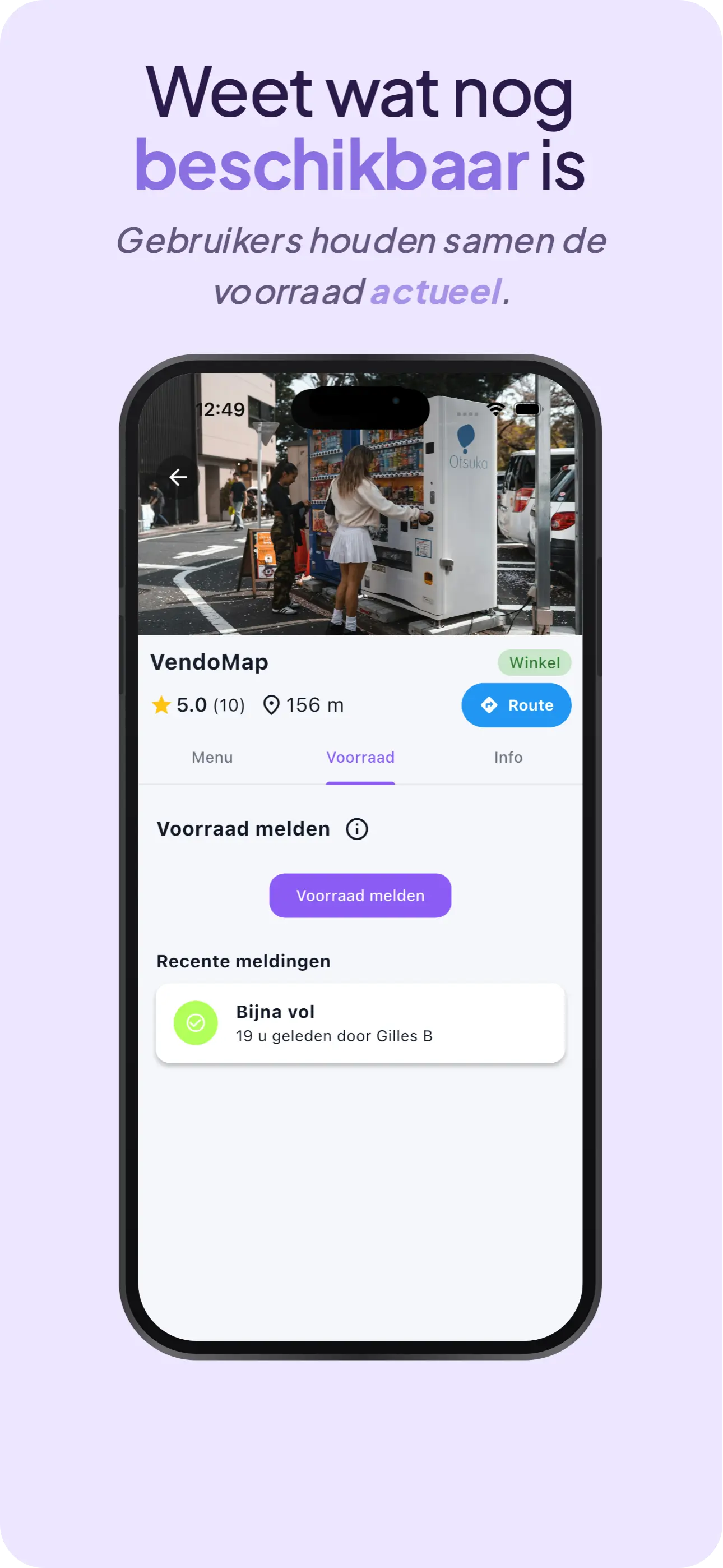 Live voorraad van een automaat, bijgehouden door de community